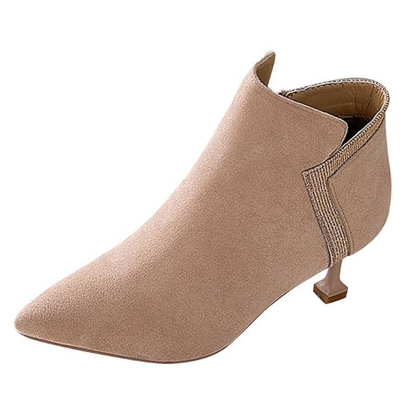 

boots sagace ladies solid color pointed stiletto thin heels expensive autumn winter ankle for women, Black