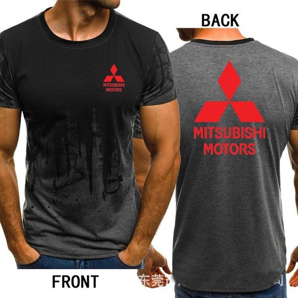

men's t-shirts summer short sleeve mitsubishi logo t-shirt printed o-neck cotton comfortable gradient casual, White;black