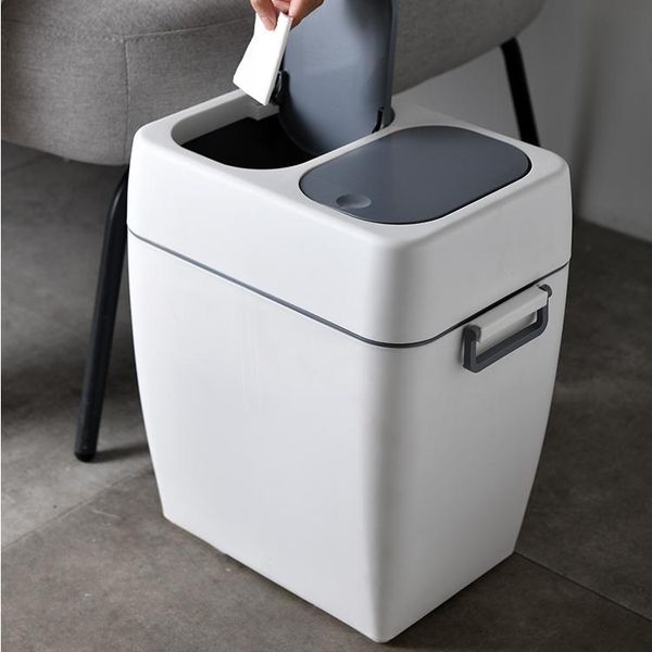 

white recycling bins trash bin bedroom nordic large luxury can standing poubelle de cuisine household cleaning tools bk50l waste