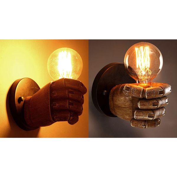 

vintage fist resin wall lamp loft industrial wind decoration antique e27 screw interface