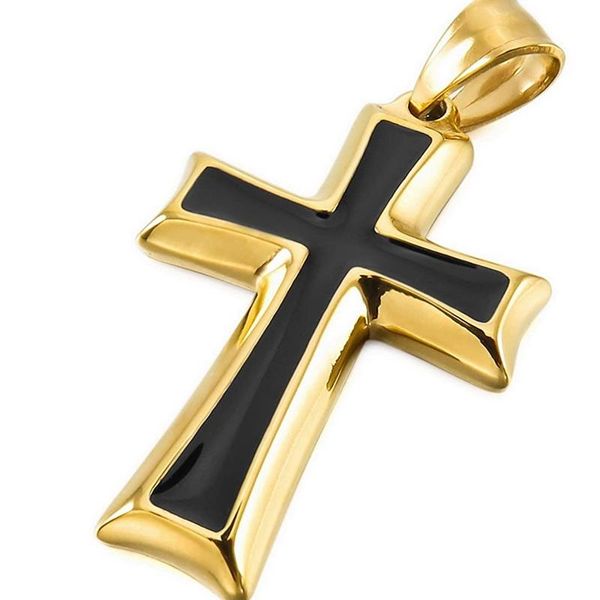 

pendant necklaces gold necklace men pendants jewelry on the neck stainless steel cross black long chain gifts male accessories, Silver