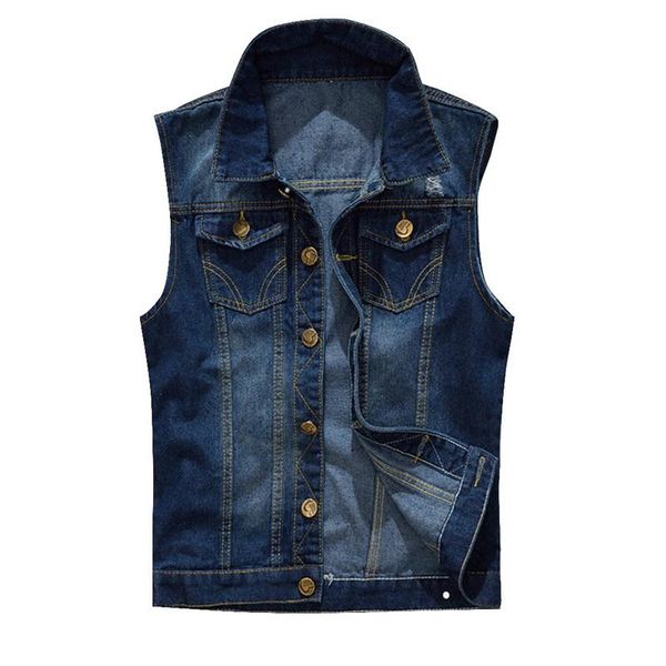 Gilet da uomo Gilet da uomo Pactwork Cowboy Cappotto monopetto Colletto rovesciato Taglie forti Gilet in denim Jean