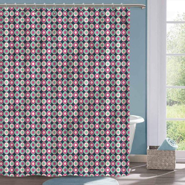 

extra long shower curtain retro circle shapes with big dots shower curtain w72 xl72