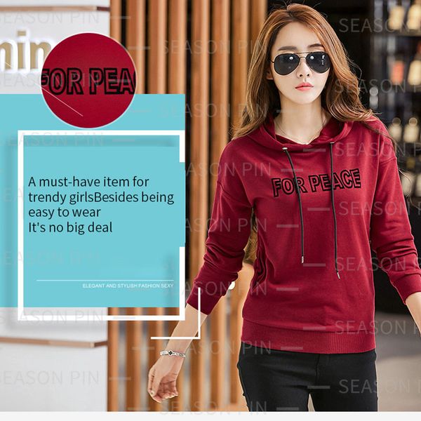 

women's hoodies fashion leisure time keep warm plush sweater 1816, Black