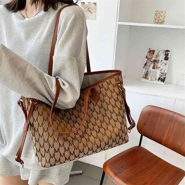 

french canvas large capacity 2021 new one shoulder women's versatile tote bag