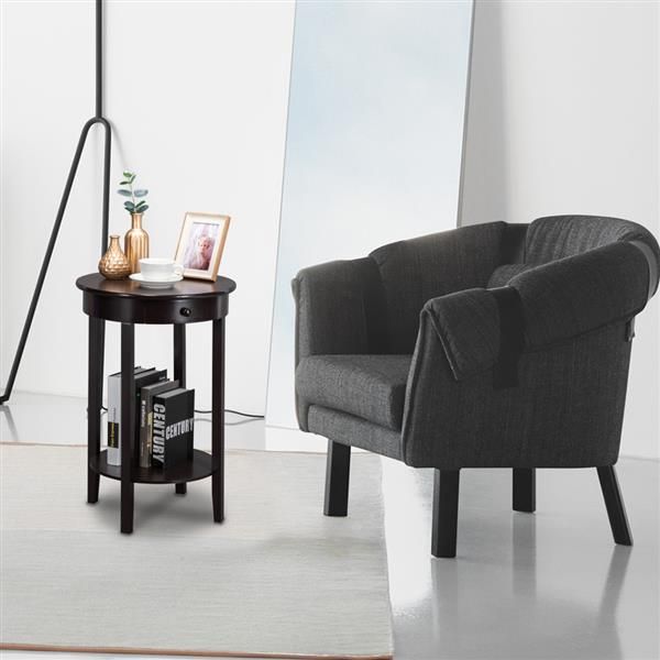 

living room furniture simple round with drawer side coffee table brown