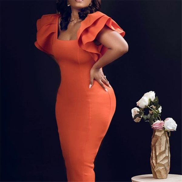 

women bodycon dress ruffle flare sleeves nightclub slim party celebrate fashion african female evening package hip vestidos, Black;gray