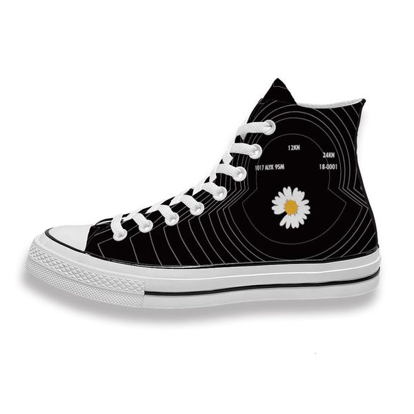 

custom printed white daisy line background sneakers high mens womens running sho skateboard diy trainers canvas casual shoe