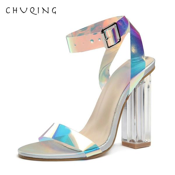 

fashion large size ladies sandals elegant word buckle high heels personality colorful women's, Black