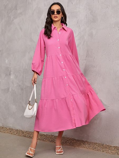 

bishop sleeve smock dress 74eg#, Black;gray
