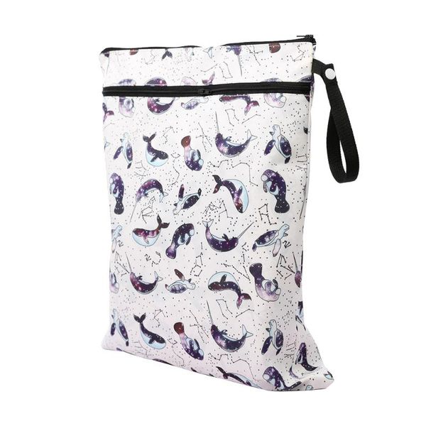 

duffel bags with strap waterproof reusable printed double zippered large capacity baby infant washable convenient polyester diaper bag daily