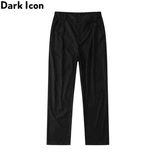 

plain straight black pants men elastic waist trousers man 210603