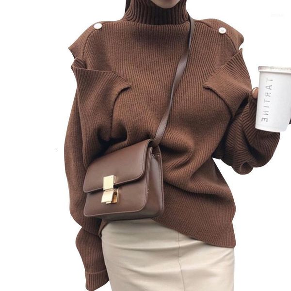 

women's sweaters [ewq] 2021 autumn winter fashion korean knitted women sweater turtleneck long sleeve oversized pullovers knits 16n-a1, White;black