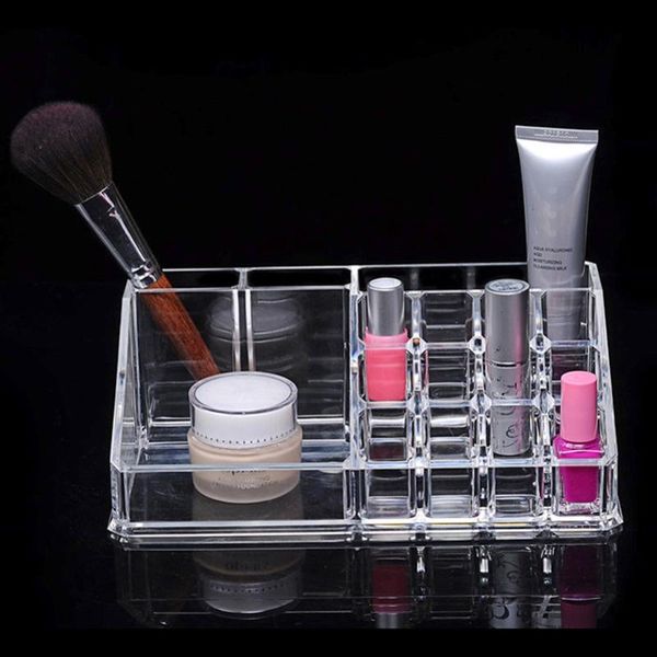 

storage boxes & bins 16 spaces clear acrylic tablemakeup container lipstick holder transparent plastic cosmetic box nail polish organize