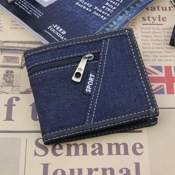 

wallets denim wallet fashion men coins purse male small short card holders carteira #25, Red;black