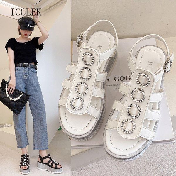 

sandals women summer fashion women's solid color round head comfortable open toe ladies shoes platform, Black
