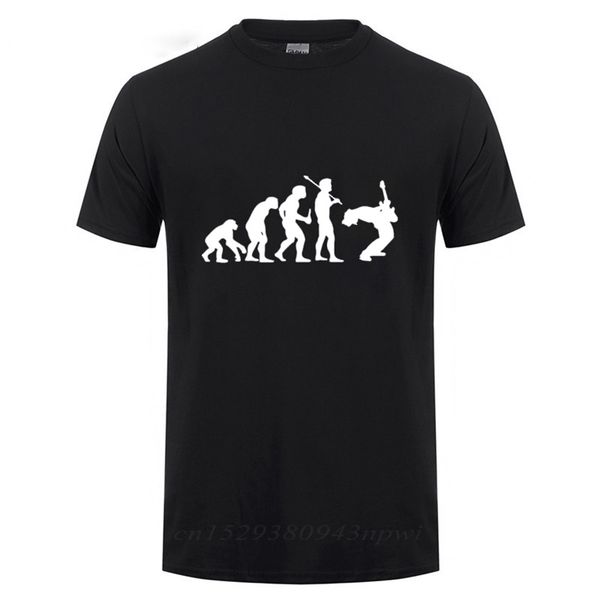 Evolution eines Gitarristen Musik Rock Guitar Musiker Band Metall T-Shirt Männer Männliche Kurzarm Rundhalsausschnitt Baumwolle lustiges T-Shirt 210706