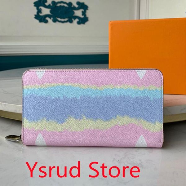 

zip long wallet with gift box tie dye standard wallets for women pink blue red 3 colors lady summer, Red;black