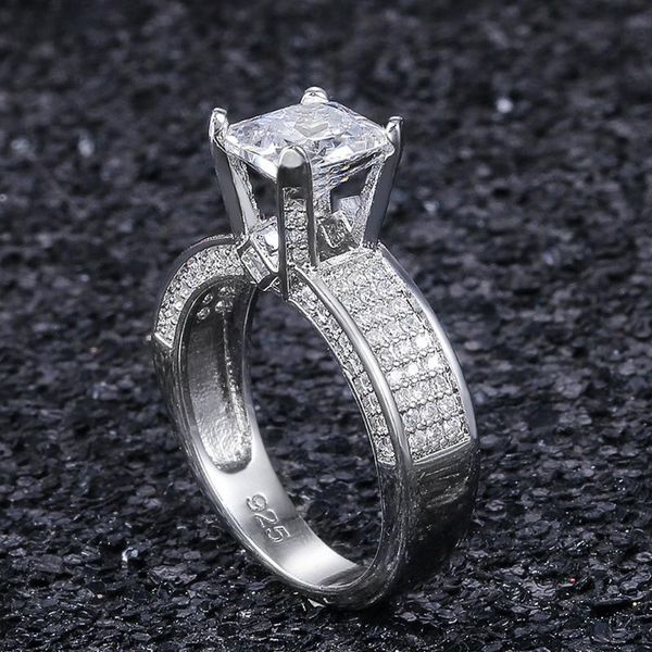 

wedding rings visisap classic atmosphere square zircon for women luxury full stone fine engagement ring f205, Slivery;golden