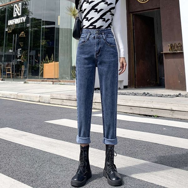 

autumn high waist slim fit double, Blue