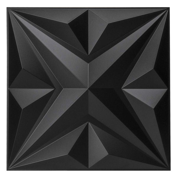 ART3D 50x50 cm pannelli a parete 3D stella testurizzata Nera tesurata per interni residenziali e commerciali D￩Cor (confezione di 12 piastrelle)