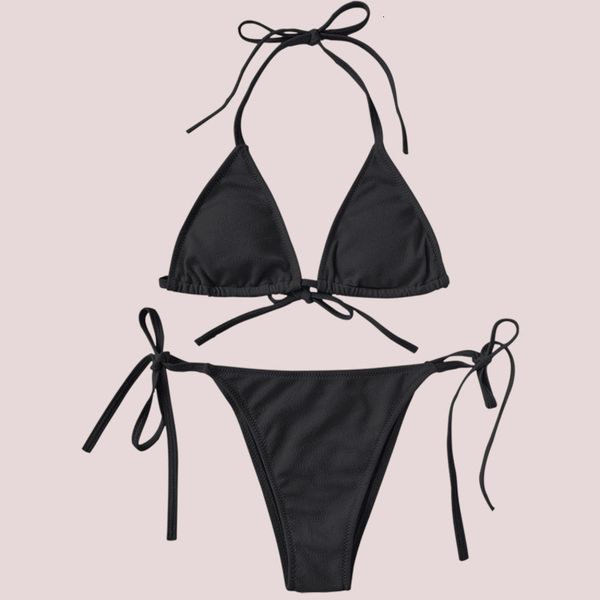 

women's bikini 2021 solid color two piece split swimsuit, White;black