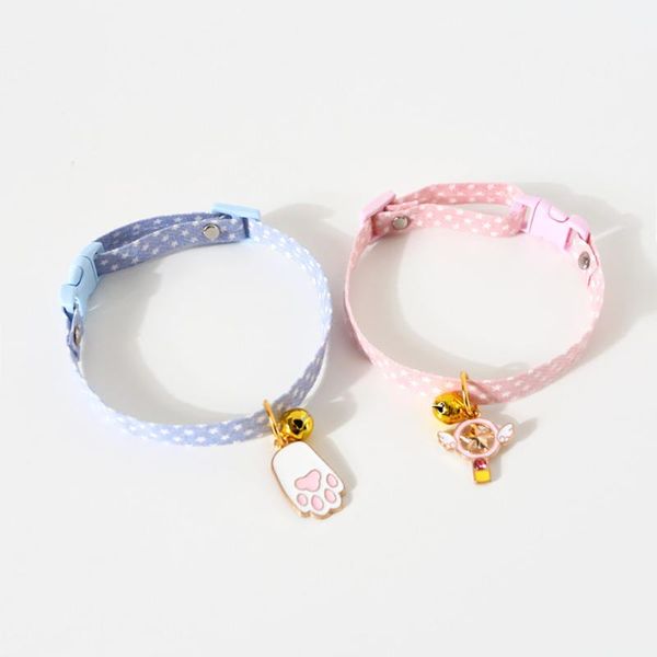 

dog collars & leashes 100 pcs/lot kitten collar with charm cute cat breakaway adjustable saftey pet supplies