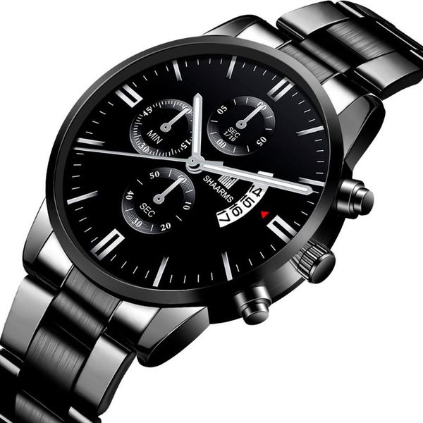 

wristwatches 2021 men's casual simple watch business calendar steel band quartz solar black, Slivery;brown
