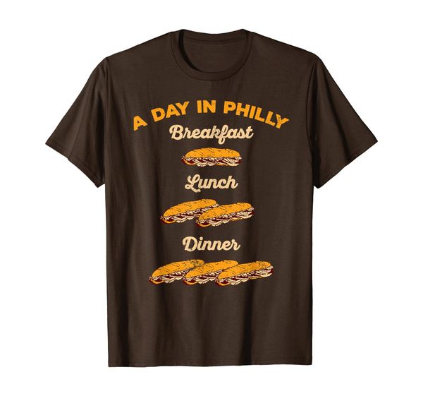 

a day in philly cheesesteak t-shirt breakfast lunch dinner, White;black