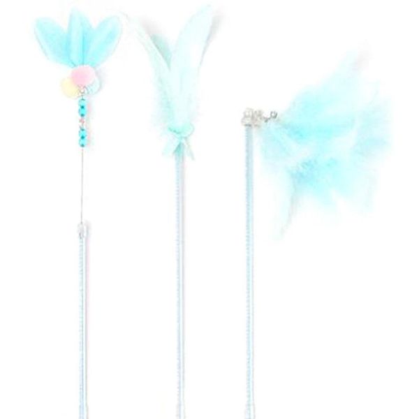 

cat toys 3 pcs fairy funny stick feather handmade bell tassel hairball toy supplies