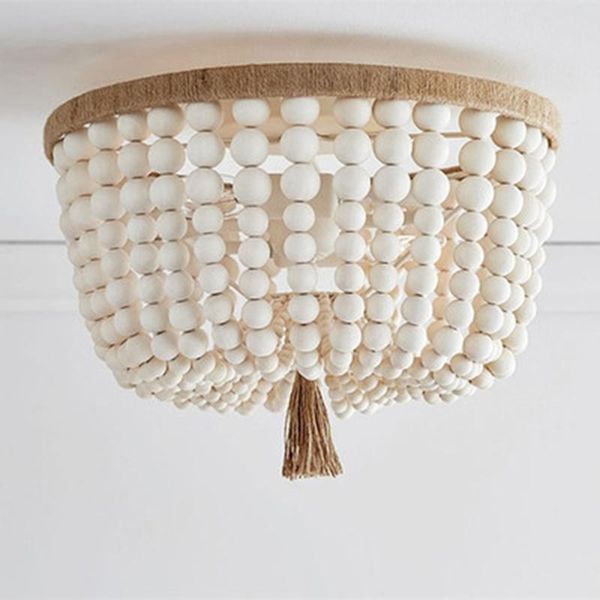 

modern retro round e27 led adjustable height wooden bead ceiling lamp children bedroom living room el kitchen crystal pendant lamps