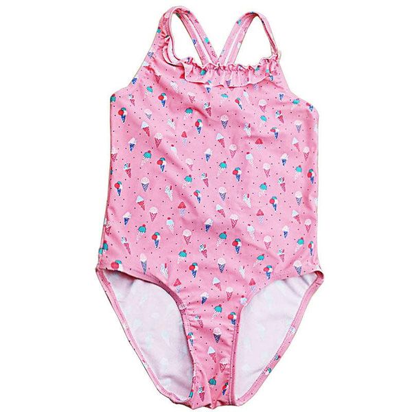 

one-piece suits 2-10 years girls swimsuit ice cream print one piece swimwear kids for children sling bathing beach