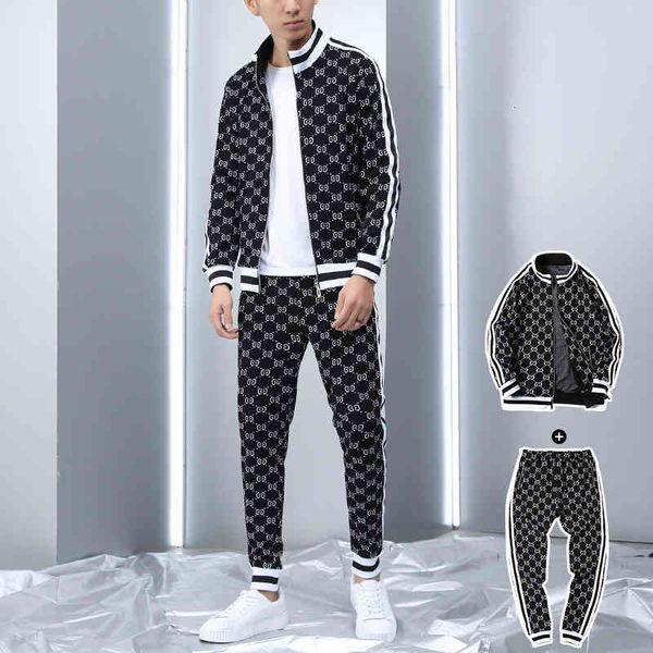 

tracksuit sport suit special men's suit sports casual sweater autumn zipper jacket and pants, Gray