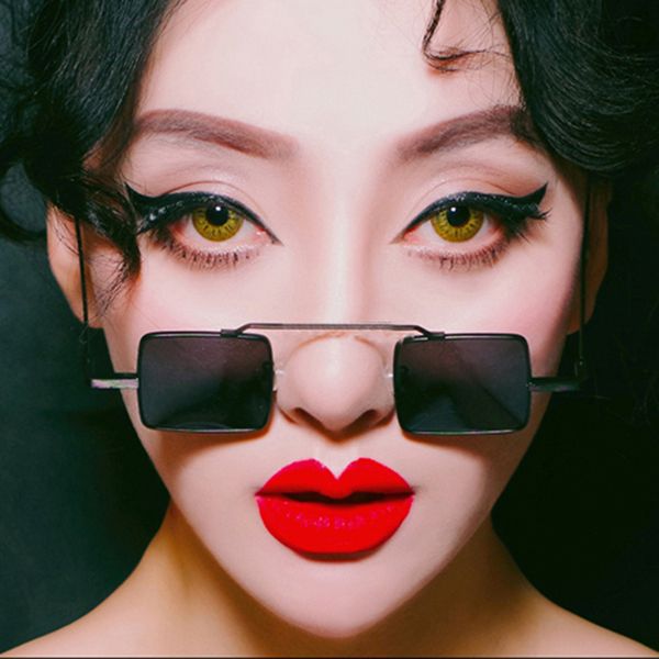 

ins sunglasses retro small box color transparent glasses, White;black