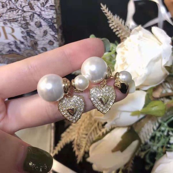 

earrings autumn winter love letter pearl earrings womens in creative personality with gift box package, Golden