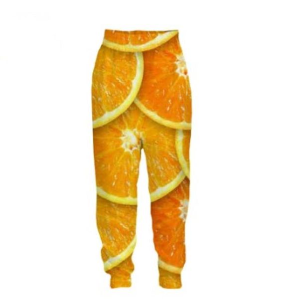 

men's pants orange fruit 3d printing trousers food street sports hip hop comfortable especially harajuku oversized trouser, Black