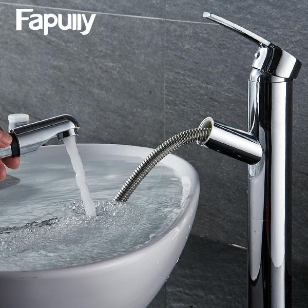 

bathroom sink faucets fapully faucet pull down out brass chrome basin 508-22c