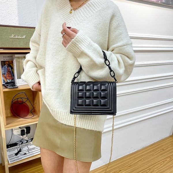 

fashion solid leather purse crossbody bags small square design women's chain shoulder messenger bag luxury designer handbag