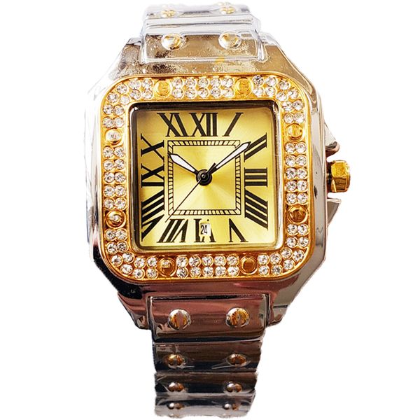 

men's fashion wristwatches couples lovers stainless steel strap watches date gold silver gift box 40mm 33mm quartz watch diamond women, Slivery;brown