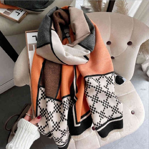 

design foreign style fashion versatile warm imitation cashmere bib women 2021 new air conditioning shawl jacquard tassel scarf, Blue;gray