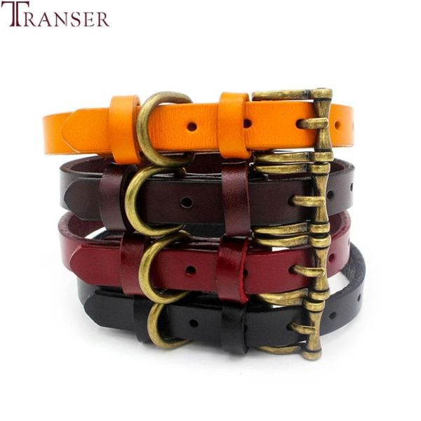 

dog collars & leashes transer durable pure leather pet collar 4color neck belt puppy small cat pets products 9nov