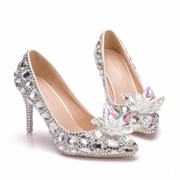 

dress shoes women's high heels crystal queen, wedding shoes with rhinestones. bawt, Black