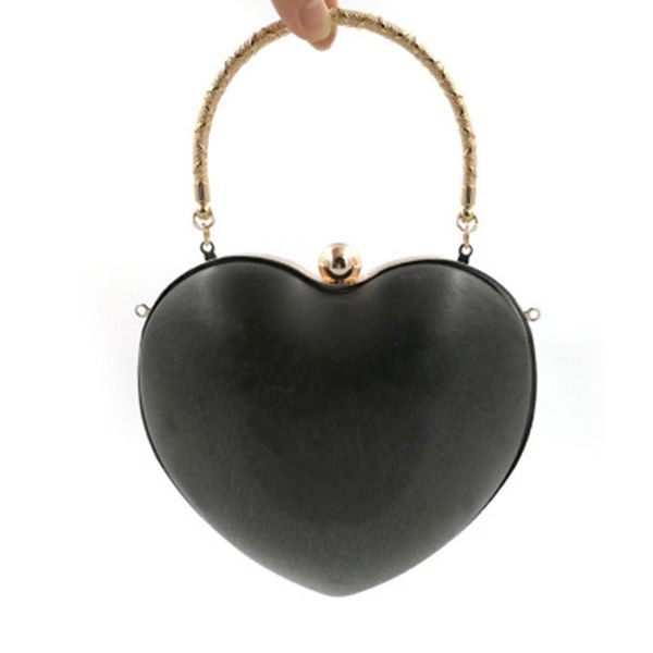 

bag parts & accessories 16.5x15 cm gold silver color heart shape with handle wholesale metal box clutches purse frame diy evening clutch, Black