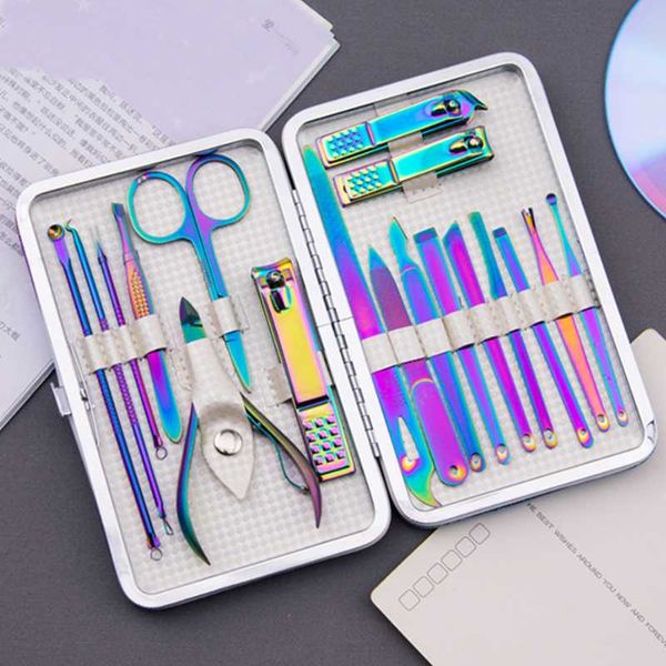

manicure nail clippers 18 pieces beauty set scissors forceps tools art kits