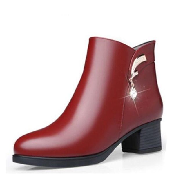 

boots zxryxgs winter shoes fashion women snow high heel woman rhinestone genuine leather autumn, Black