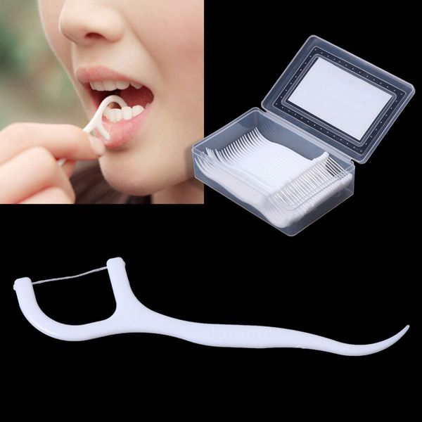 

50pcs sticks health tooth clean picks dental floss flosser toothpicks oral care 7.5cm