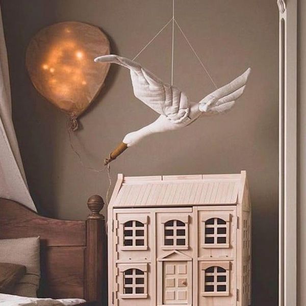 

cotton line wall hanging swan plush stuffed doll nursery room pendant home bedroom kids decoration ornament decorative objects & figurines
