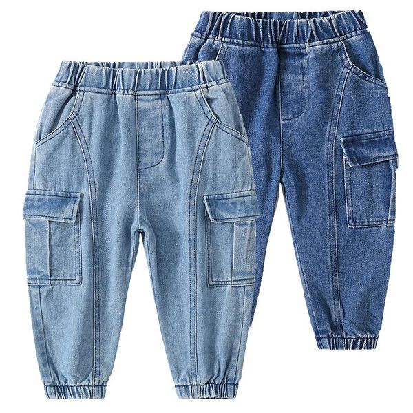 

trousers casual cargo pants children's clothing kids boys jeans sweatpants sports denim bottoms fashion pantalones bell, Blue