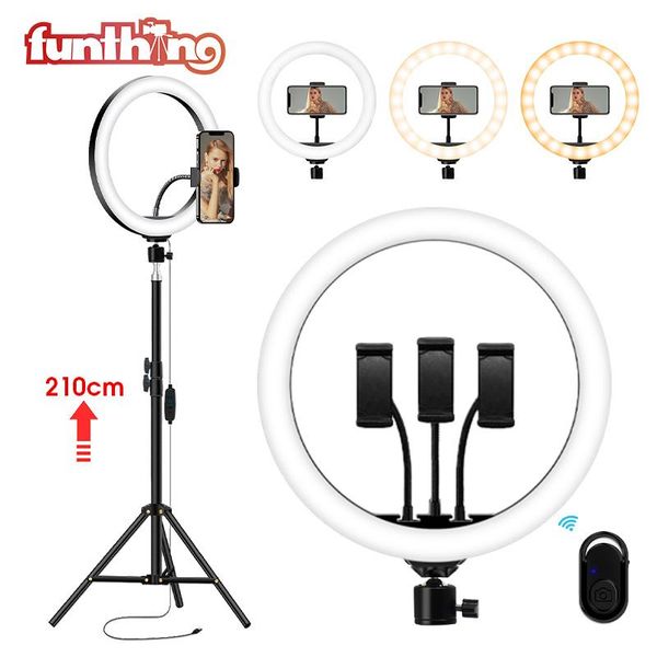 

video fill selfie ring light dimmable round with tripod stand profissional pography lamp for youtuber makeup flash heads