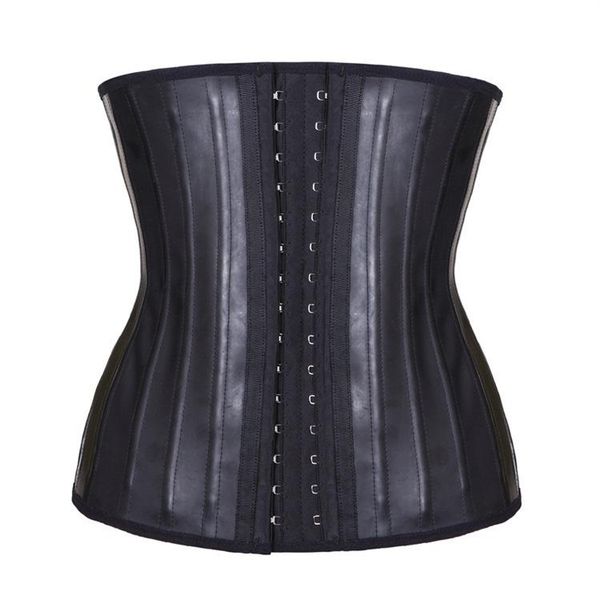 

women's shapers latex waist trainer corset belly slim belt body shaper modeling strap 25 steel boned cincher fajas colombianas, Black;white